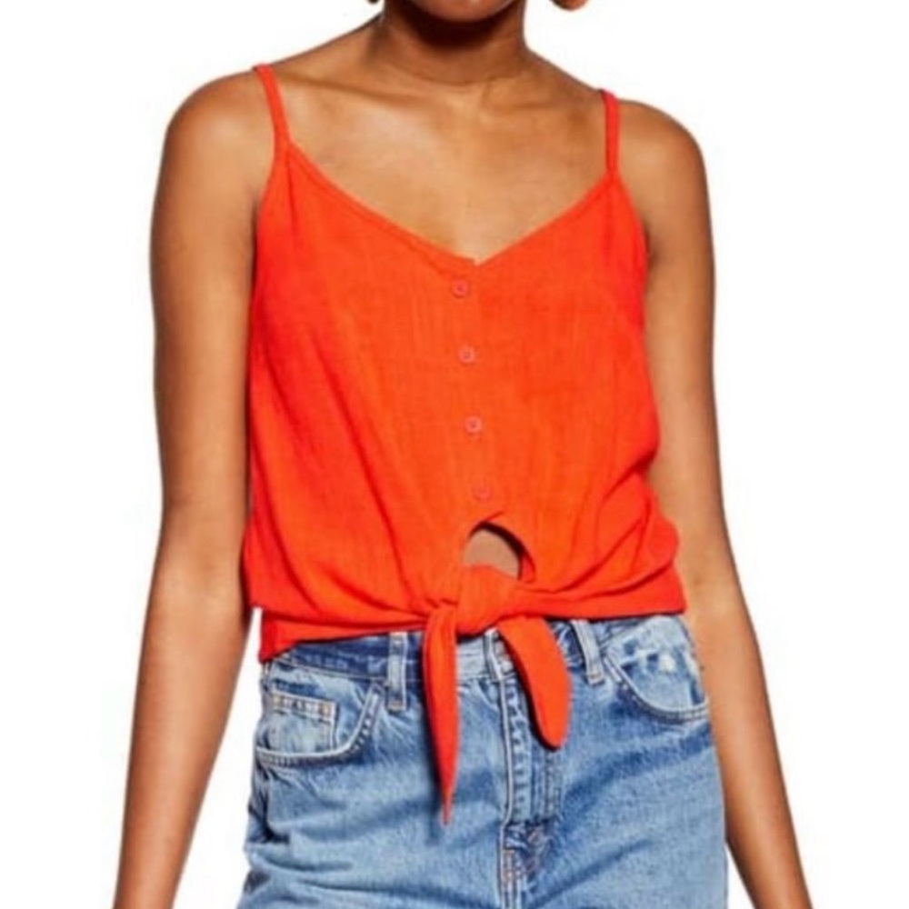 Topshop Tie Hem Polly Tank Top size 2